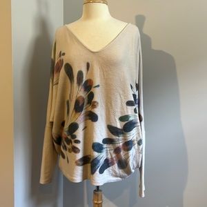 Phil Love Ivory Sweater with Colorful Feather Design 3x